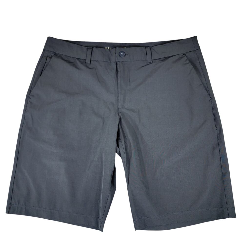 Hang Ten Hybrid Board Short 38 Men Dark Gray Plaid Flat Front Swim Surf Golf 11"